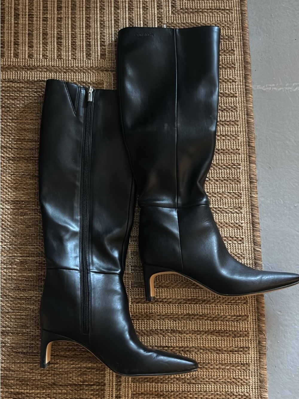Calvin Klein Black Leather Knee High Boots